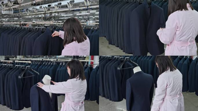 西服生产车间工人衣服质量检测