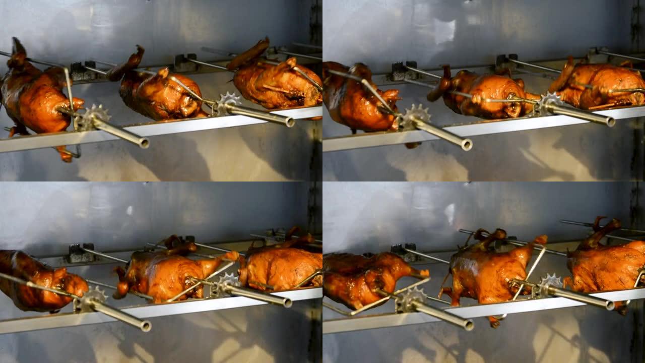 在烤箱中吐痰烹饪北京烤鸭的过程