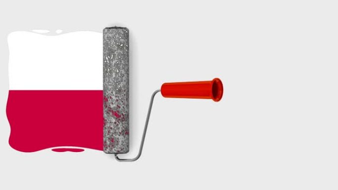 一个油漆滚筒正在绘制波兰国旗
