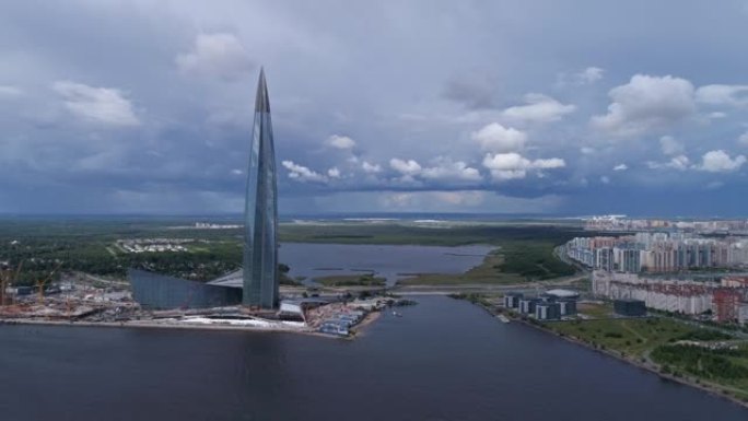 俄罗斯拉赫塔中心的鸟瞰图