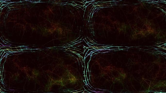 在黑暗背景下移动的连接网络的数字动画