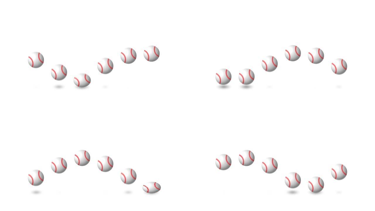 跳跃棒球球。棒球运动加载进度条插图运动设计动画。带阿尔法哑光频道的4k运动视频动画