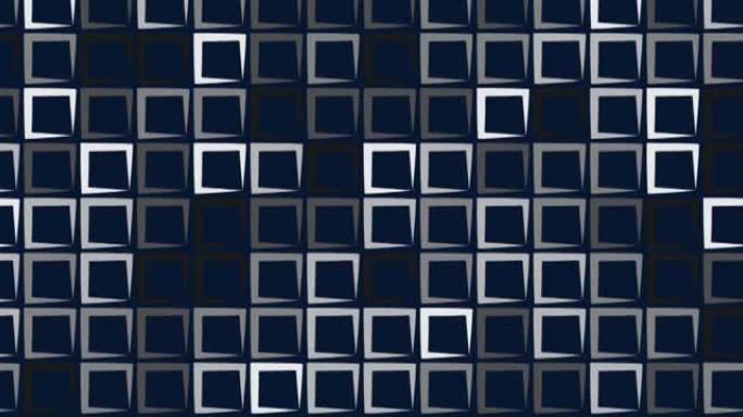多个灰色正方形形状在蓝色背景下移动的数字动画