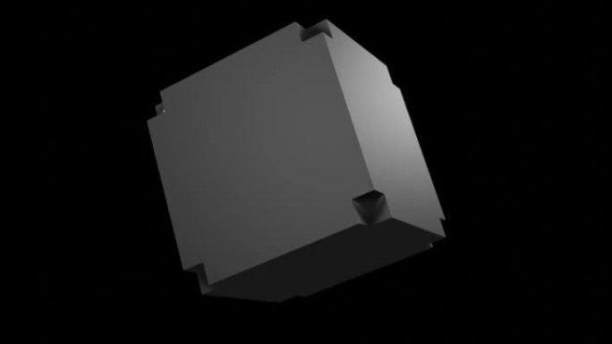 抽象黑色立方体。转变为加号形式。孤立的循环动画。3d渲染。块或正方形或盒子