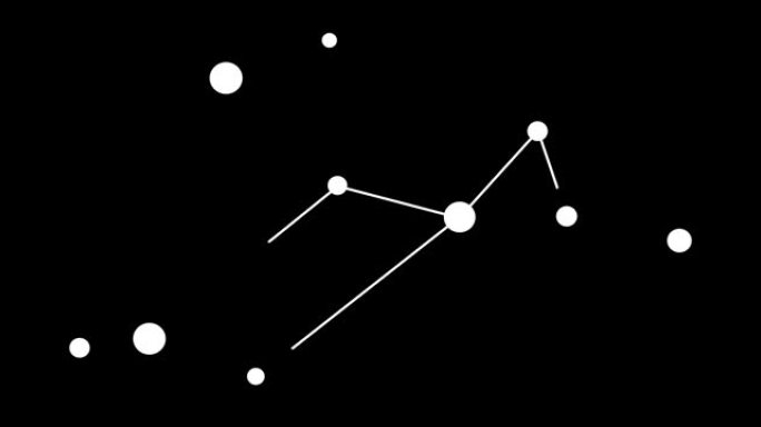 天琴座。夜空中的星星。黑白线条艺术风格的星座。星系团。横向构图，4k视频质量