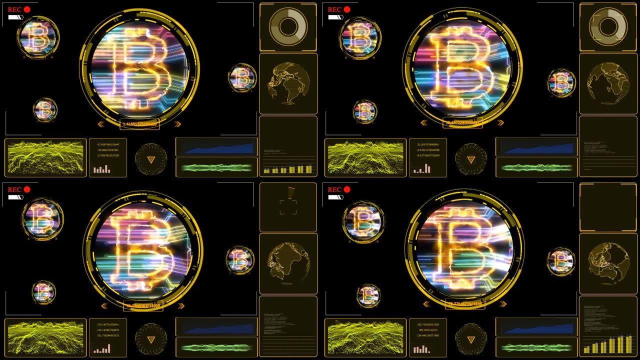 监控检测到的数字图形条雷达测量比特币矿工的能量分析处理