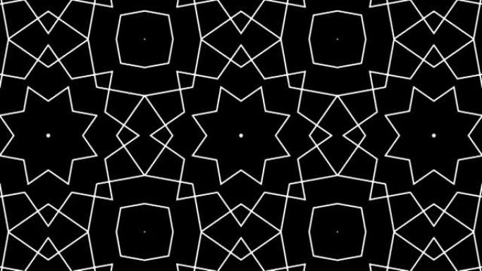 几何图案线单色万花筒动画