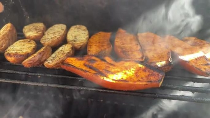 腌制烧烤鸡大腿户外烧烤食品西科罗拉多烹饪4k视频系列