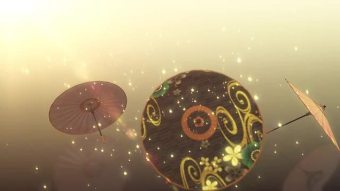 日本中国雨伞阳伞循环动画