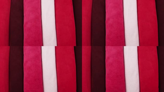 红色，粉红色和红宝石色的天鹅绒和丝绒系列