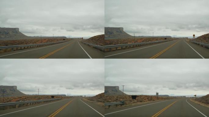 从犹他州开车去美国亚利桑那州大峡谷的公路旅行。89号公路。在美国搭便车旅行，当地旅行，印度土地的狂野