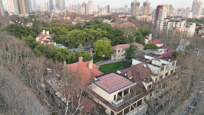 4K原素材-航拍上海花园洋房别墅区