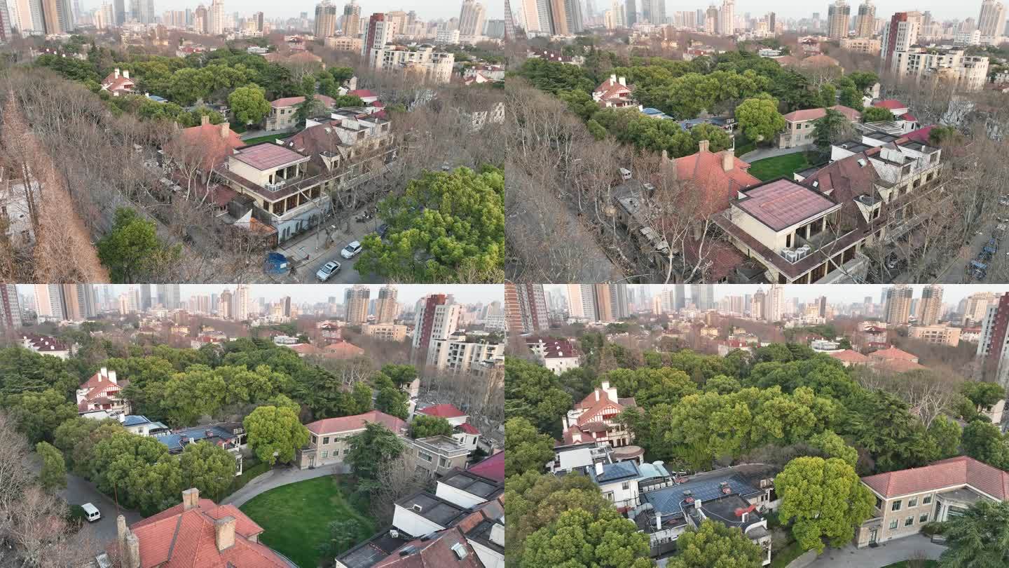 4K原素材-航拍上海花园洋房别墅区