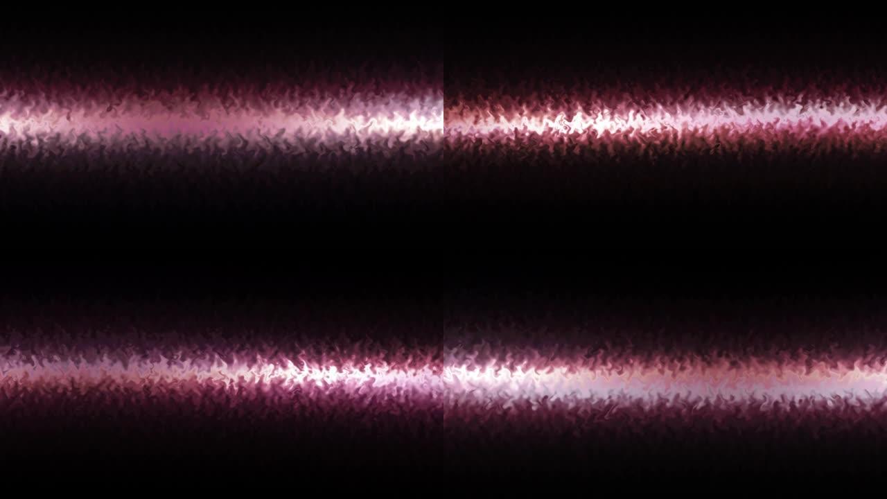 4k抽象动画发光现代磁等离子体能量线。随机振动无线磁波线效应。黑色背景上渲染的抽象漩涡电磁效应计算机