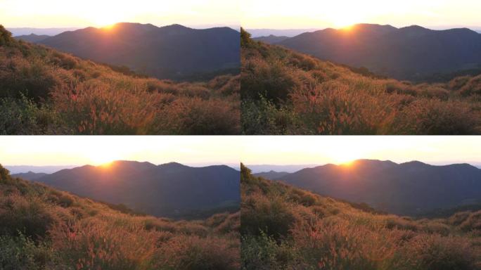 日落时风景秀丽的热带山脉