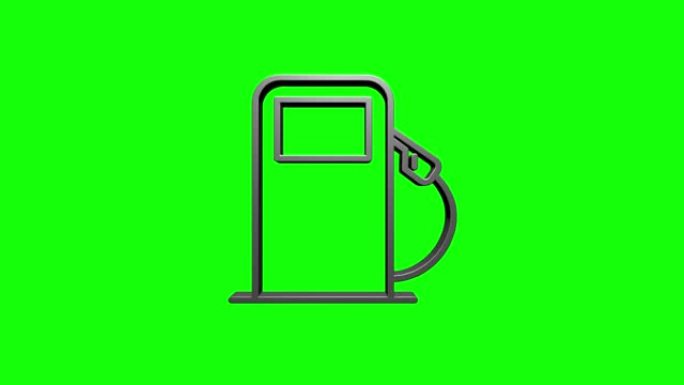 汽油或加油站3D银色图标隔离在绿色背景上。运动图形。