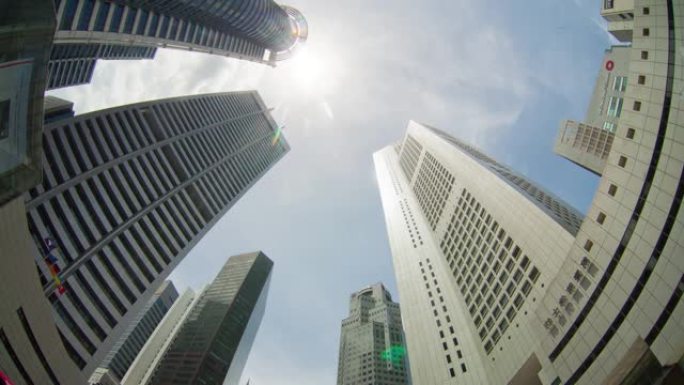 阳光灿烂的一天，新加坡市中心，全景4k延时