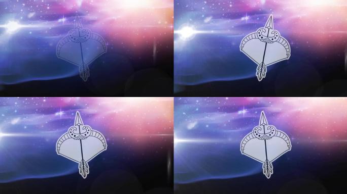 射手座星星符号在发光星星上的动画