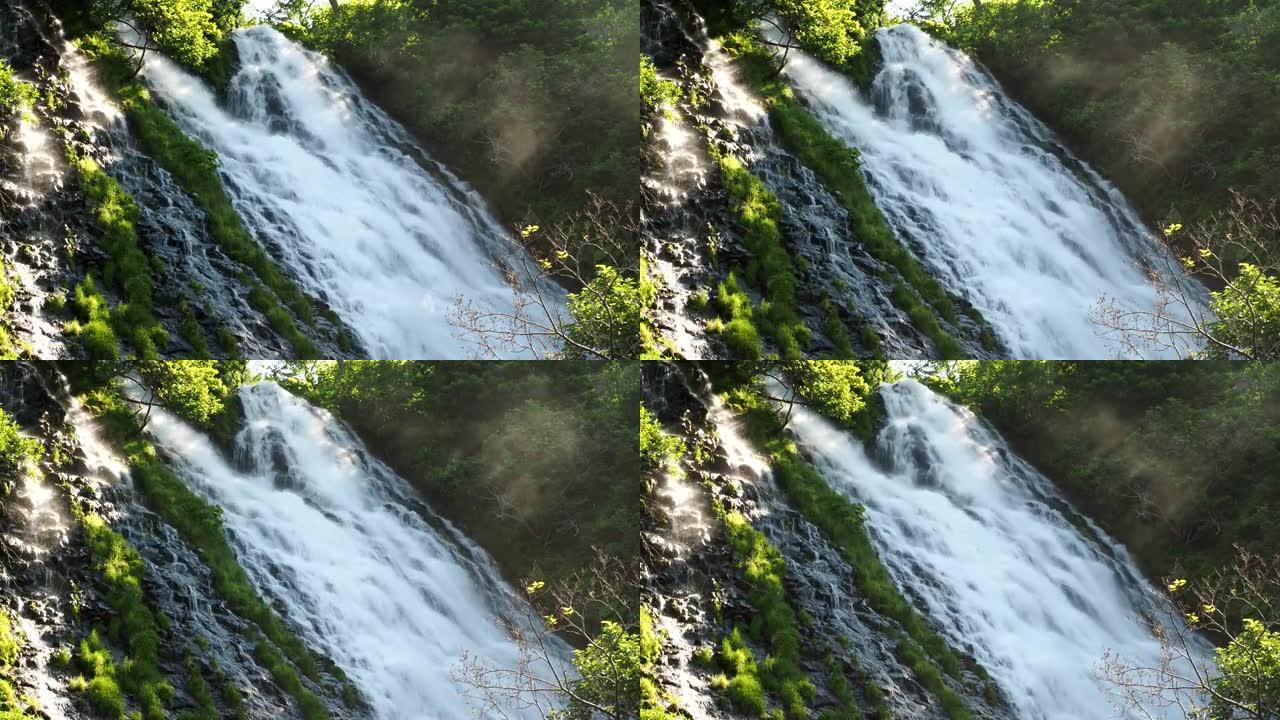 夏季在知床国家公园的Oshinkoshin瀑布