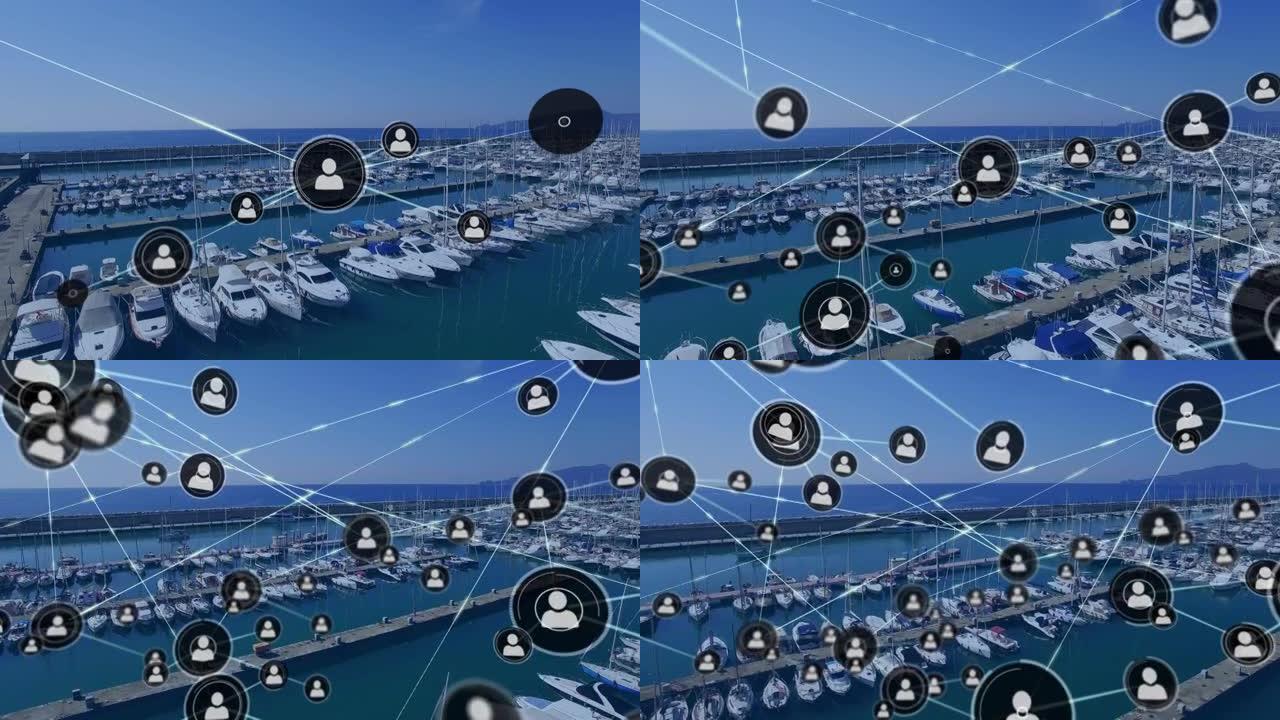 码头上连接网络的动画