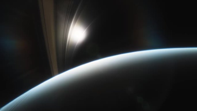 由岩石，灰尘和冰制成的土星环的电影动画。土星行星是太阳系的巨大行星，拥有美丽的环。
