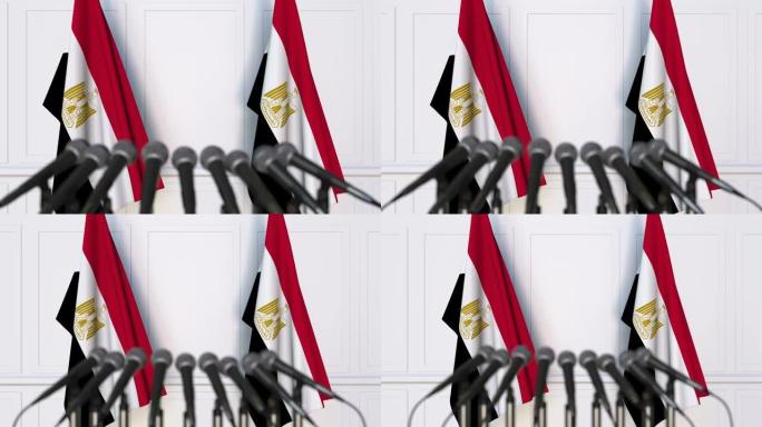 埃及官方新闻发布会上展示了埃及国旗