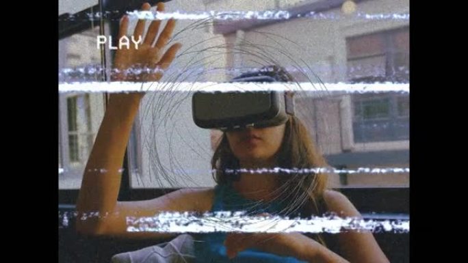 虚拟现实耳机手势中女性干扰播放动画，使用虚拟界面