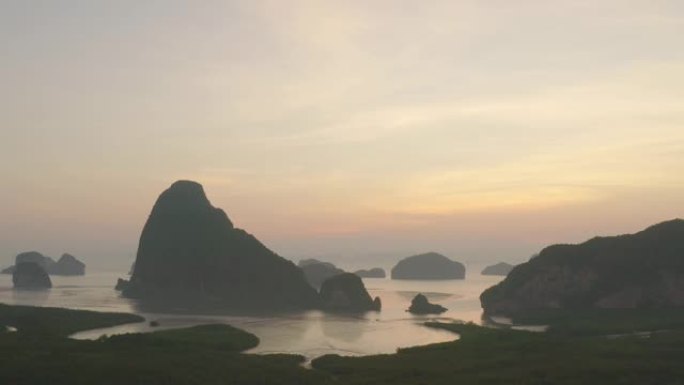 萨梅德·南奇群岛上空的鸟瞰图日出