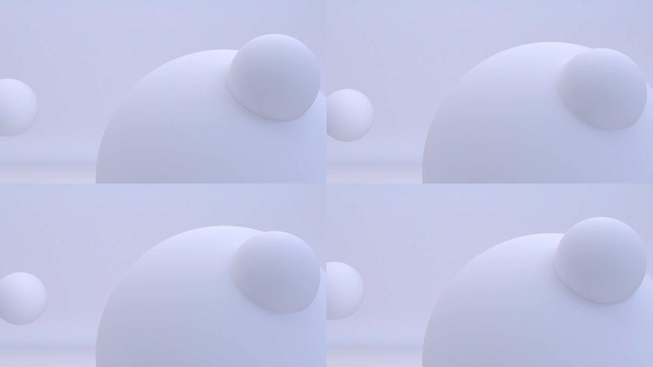 3d球体抽象干净和软简单的运动图形设计。复合背景动画的循环。概念: 商业，派对，游戏，教育，现代，网