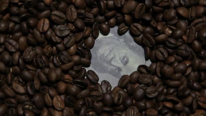 金钱咖啡背景的镜头