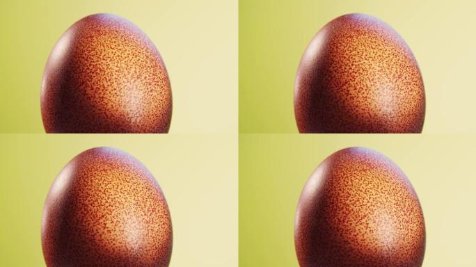 浅色背景上的棕色鸡蛋旋转。用光线射出的新鲜鸡蛋。食品广告。天然产品
