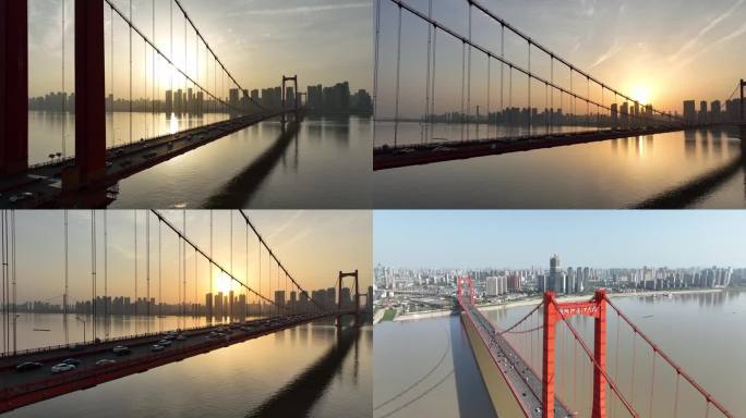 武汉鹦鹉洲长江大桥4K航拍