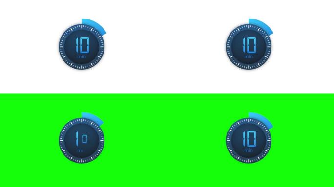10分钟计时器。平面样式的秒表图标。运动图形。