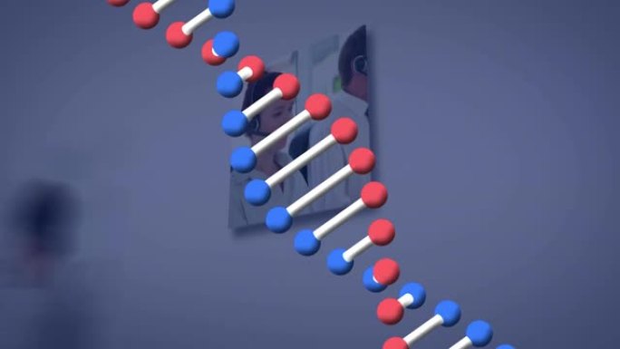 使用笔记本电脑在商人上的dna链动画