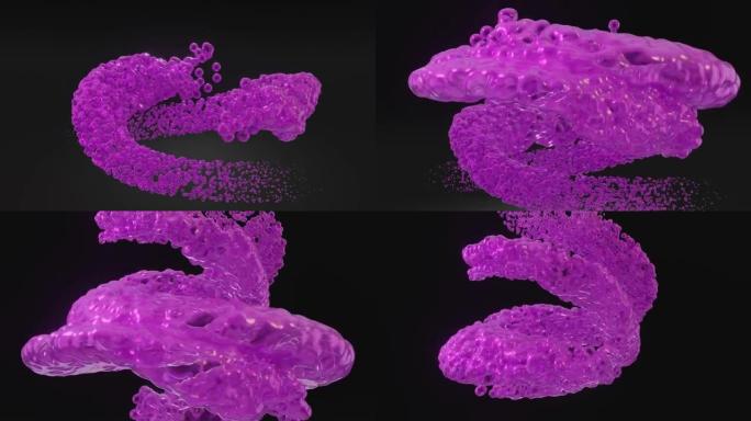 液体倾倒溅落粒子液体粒子泡泡粒子螺旋