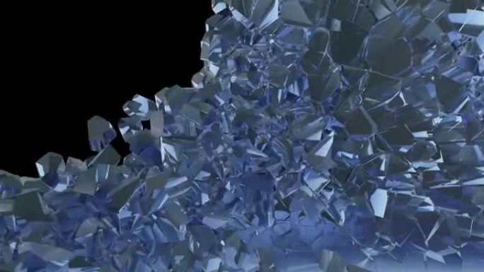 打破蓝色冰墙3d风格裂纹水晶4k