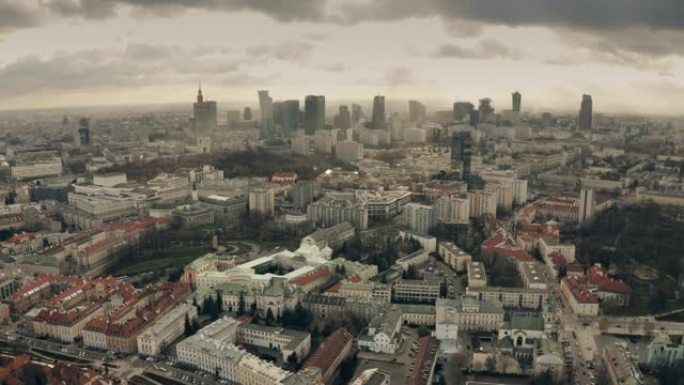 波兰华沙的空中建立镜头