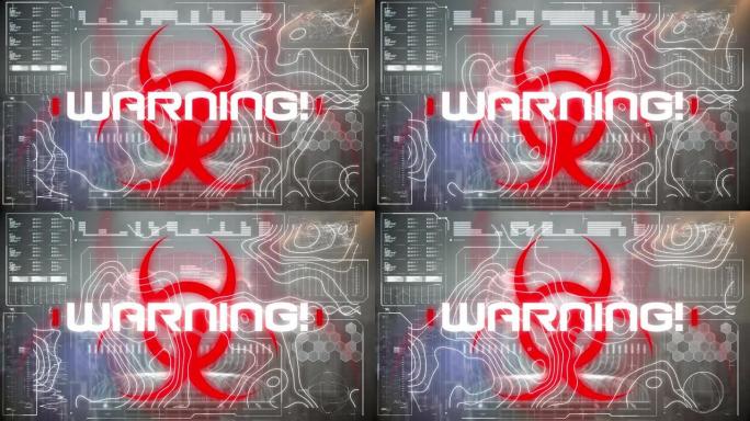 地形图上的文本，警告和生物危害符号的动画和数据处理