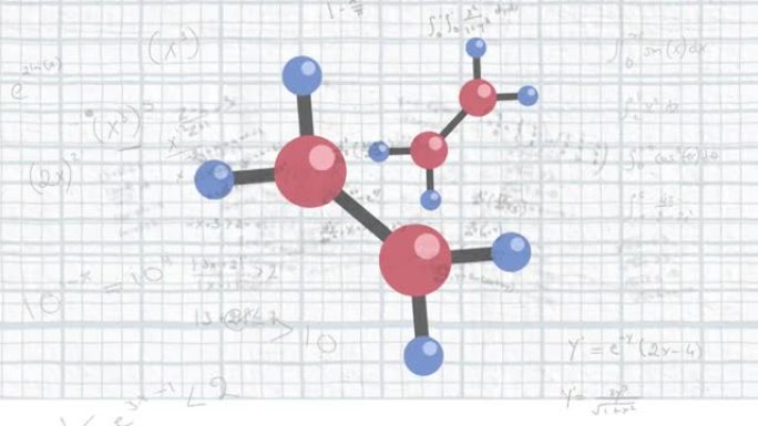 白底数学方程和分子图标的动画