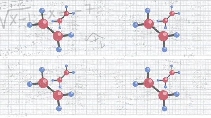 白底数学方程和分子图标的动画