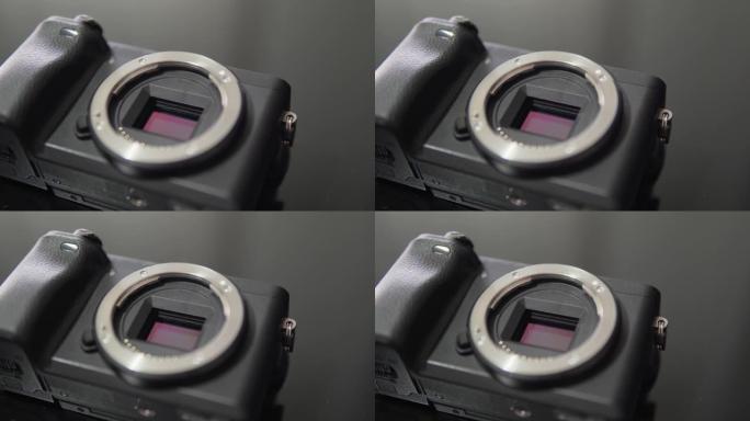 专业无反光镜相机机身准备清洁镜头的传感器