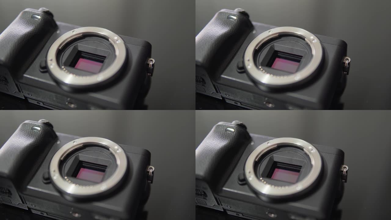 专业无反光镜相机机身准备清洁镜头的传感器