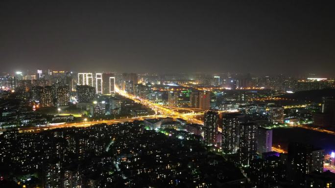 武汉航拍三环线车流夜景延时