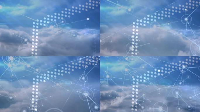 点与云与天空的连接网络动画