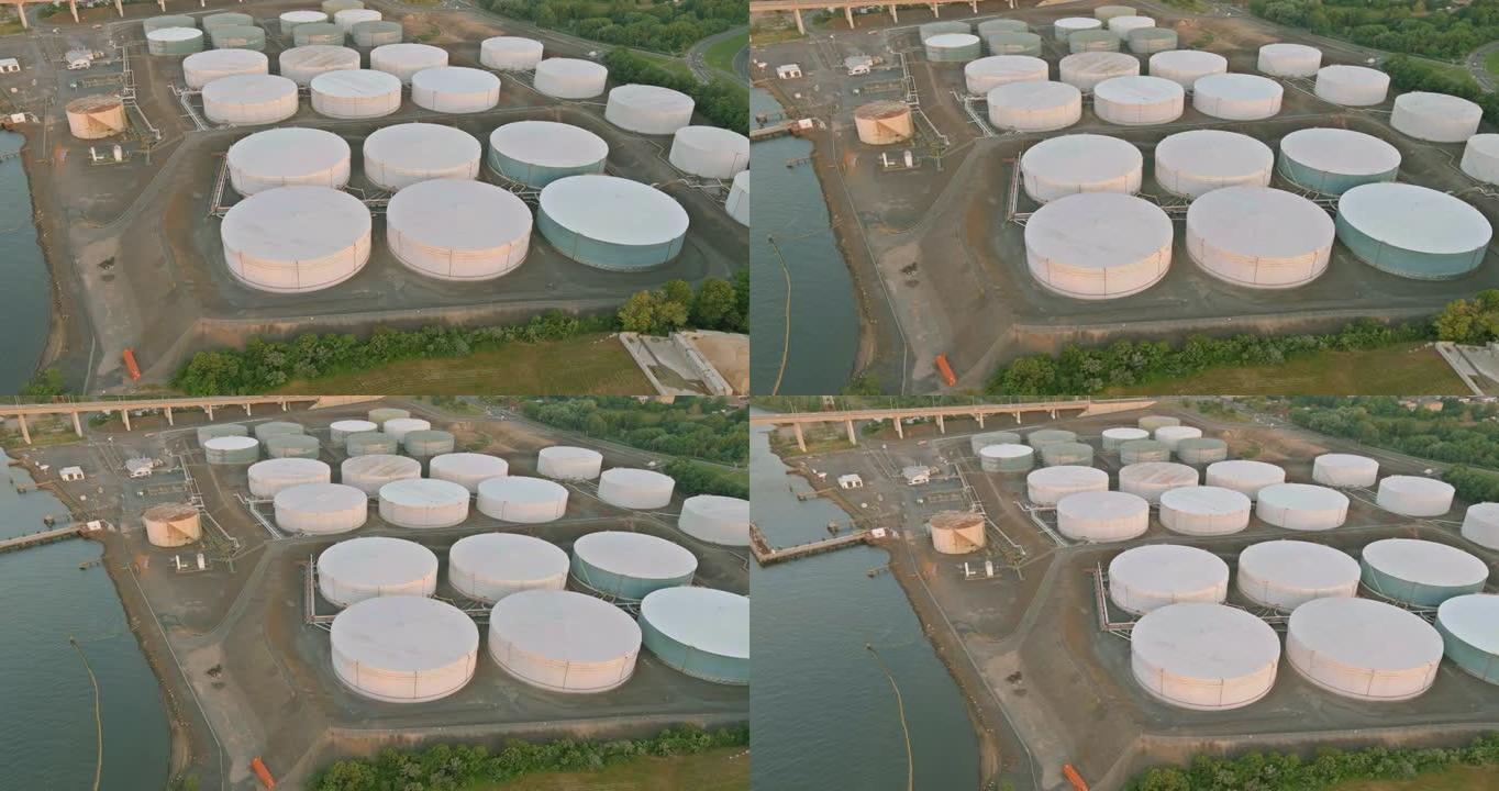 用油箱关闭炼油厂形成工业区的工业视图