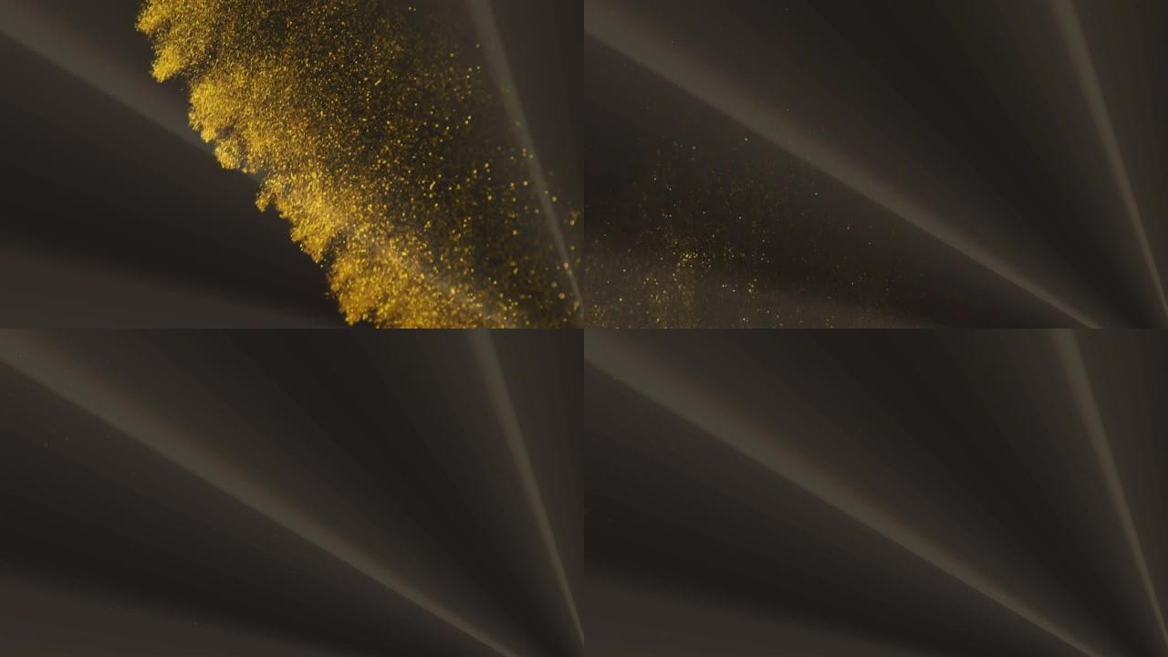 金色颗粒落在灰色背景上的动画