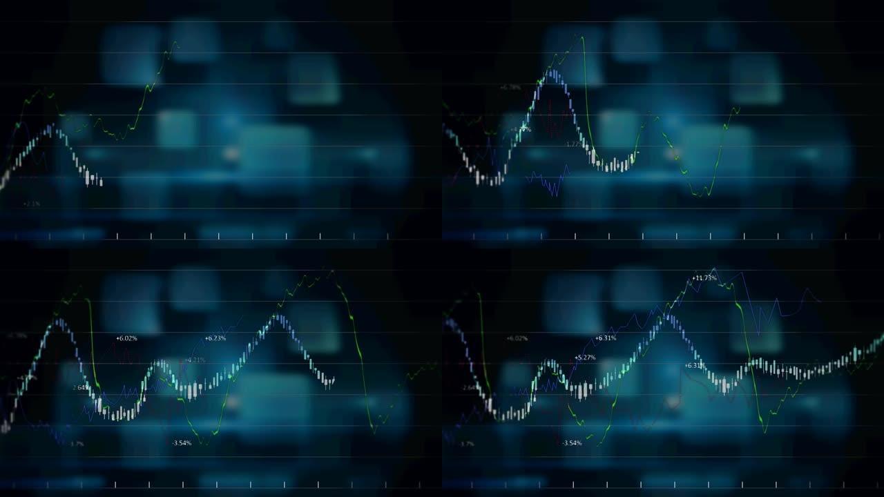数字屏幕上的金融数据处理动画