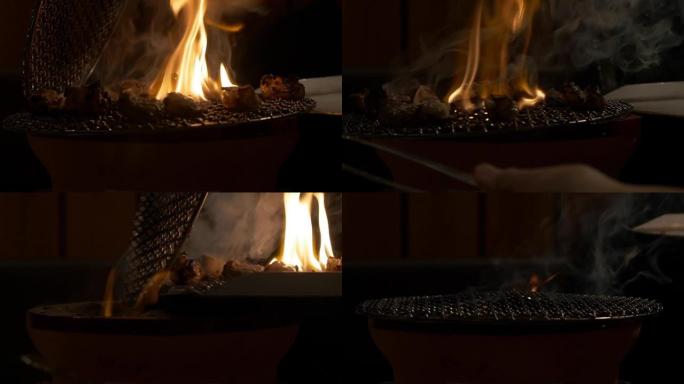 金属网烤的日韩风味烧烤肉
