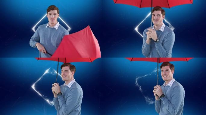 蓝底红伞商人动画