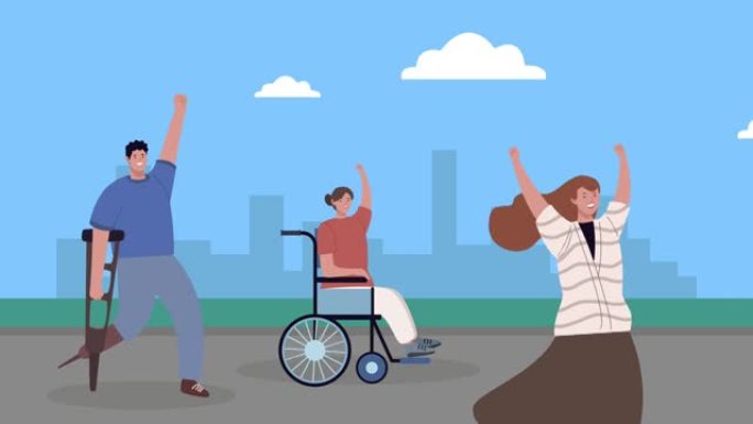 残疾人抗议城市动画